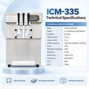 <b>Table</b> <b>Top</b> Soft Serve <b>Ice</b> Cream Machine 3 Flavor 40-45L/H Stainless Steel Soft <b>Ice</b> Cream <b>Maker</b> 110V 220V ICM-335 - Product Image 3