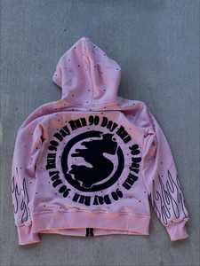 เสื้อฮู้ดดี้หนานุ่มสำหรับฤดูหนาว ผลิตจากวัสดุรักษ์โลก สไตล์โอเวอร์ไซส์ ซิปแบบสั่งทำพิเศษ ผ้าฟลีซ สตรีทแวร์ วินเทจ ล้างสีแบบแอซิดวอช ดีไซน์ทำเก่า สำหรับผู้ชาย - Product Image 6