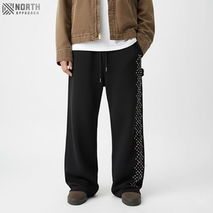 Cotton <b>Baggy</b> Wide Leg Sweatpants <b>Men</b> Lightweight Sun Faded Acid Wash Vintage Rhinestones Track Sweat Pants Work <b>Trousers</b> Autumn - Product Image 1