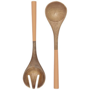 Outils électroménagers ensemble cuillère et fourchette en bois couverts à salade en bois avec long manche accessoires de cuisine produits écologiques 2024 - Product Image 6