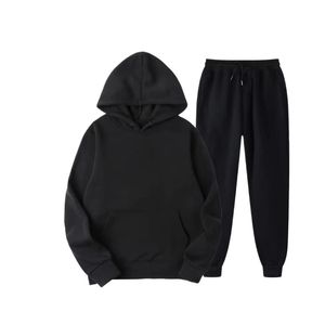Unisex Winter Running Wear Set Solid Casual Custom Color 100% Cotton Fleece Tracksuit Hooded Sweatshirt Jogger Pants Breathable - Product Image 6