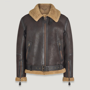 Chaqueta de Cuero con Pelaje de Alta Calidad para Hombre, Estilo Clásico Bomber con Pelaje, Nueva Llegada - Product Image 2