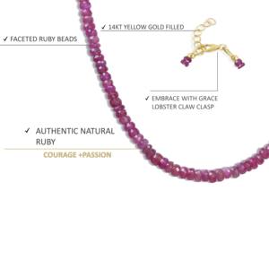 GOODSTONE Natural Ruby Plain Beaded <b>Necklace</b> for Women in 925 Sterling Silver Yellow Gold Filled Size 18 IN <b>Birthstone</b> Jewelry - Product Image 4
