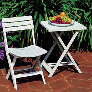 Piccole dimensioni bianco pieghevole plastica esterna Table-50x47x65 cm risparmio di spazio e facile da riporre - Product Image 3