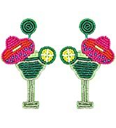 Boucles d'oreilles pendantes artisanales personnalisées à motif floral fantaisie, perles plaquées or, romantiques, ethniques, en perles de rocaille, cadeau de mariage pour femme
