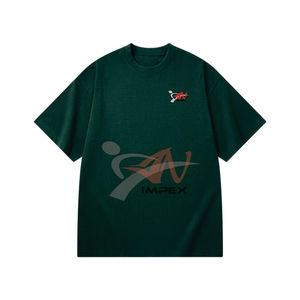 เสื้อยืดคอกลมทรงหลวมผ้าฝ้าย 300 กรัม สำหรับผู้ชาย แฟชั่นสั่งทำ สีดำและสีขาวล้วน แขนสั้น พิมพ์ลายดิจิทัลบนผ้าเจอร์ซีย์ - Product Image 5