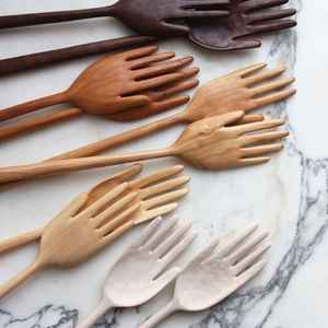 Juego de cuchara de madera tallada a mano, Utilidad de cocina y artículo de regalo de decoración del hogar | Pulido de espejo duradero, regalo de Camping - Product Image 1