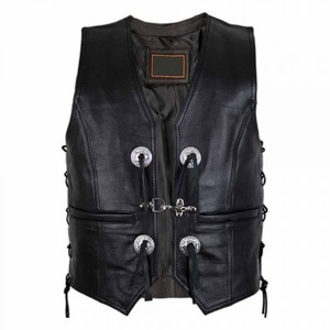 Gilet et gilet grande taille pour hommes design OEM Gilet de moto chauffant d'hiver sans manches en cuir avec poches avant - Product Image 1