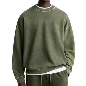 Hombres ropa 100% algodón sudadera unisex cuello redondo sudadera bordado personalizado con capucha negro lavado vintage sudadera a granel - Product Image 3