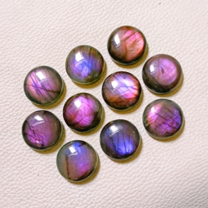 Cabujón de Labradorita Púrpura Natural Calibrada de 5-20 mm, con Cambio de Color, Pulido a Mano de Alta Calidad, Piedra Preciosa de Doble Cara para Joyería - Product Image 6