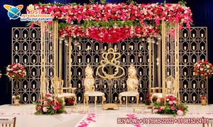 Mandap y Escenario con Temática de Velas Elegantes de Dst Exports, Pilares Metálicos Contemporáneos, Chuppah para Bodas al por Mayor, Mandap de Diamantes en el Reino Unido - Product Image 2