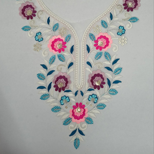 Col de créateur lourd en filet avec motif de paillettes brodées pour blouse de mariage encolure kurti utilisation sur mesure - Product Image 5