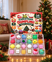 Calendrier de l'Avent Squishy en forme de Boulette de Noël, 24 Pièces, Jouet Anti-Stress Surprise pour Enfants, Cadeau de Fêtes