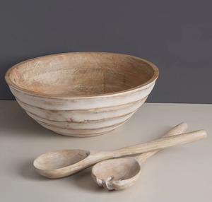 <b>Mango</b> <b>Wood</b> Salad Serving <b>Bowl</b> Custom Made Table Top Wooden <b>Bowl</b> with Salad Server Home Kitchen Dinnerware - Product Image 6