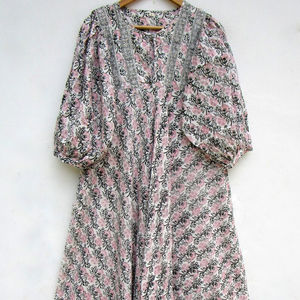 Exclusive Designer Rayon Tie Dye High Side Slit Fit Flare Maxi <b>Dress</b> Bohemian Beach Wear Natural Waistline Button for Women - Product Image 1