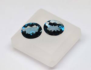 แท้ลอนดอนสีฟ้าบุษราคัมคู่สีลึกสีน้ำเงินโทแพซอัญมณีทรงรีขนาด9x7mm - Product Image 2