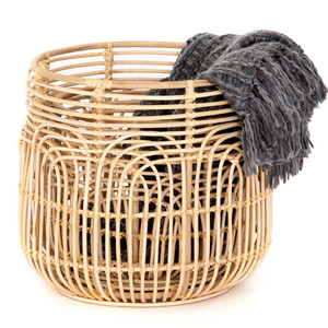 Modern Round & Circle <b>Rattan</b> Eco-Friendly Natural Brown Durable <b>Laundry</b> <b>Basket</b>-Stylish Design for Home Storage and Bathroom Use - Product Image 4