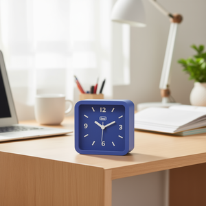 Treui Analog Alarm <b>Clock</b> Blue Square Desk <b>Clock</b> 1 Alarm <b>Battery</b> Powered - Product Image 3