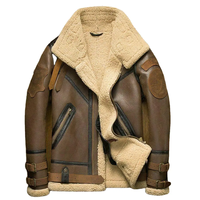 Nouveaux blousons d'aviateur en cuir d'hiver pour hommes avec doublure en fourrure brodée techniques pour temps froid