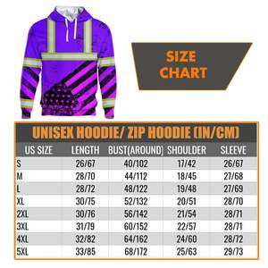Sudaderas con capucha personalizadas Class3 de alta visibilidad Sudadera con capucha violeta de alta visibilidad Pintura de la bandera americana Ropa de trabajo de seguridad reflectante Clase 3 - Product Image 4