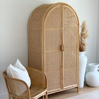 Nouveau design Armoires de salon modernes Armoire en rotin à 2 portes arquées Armoire à vêtements Armoire penderie Mobilier d'intérieur