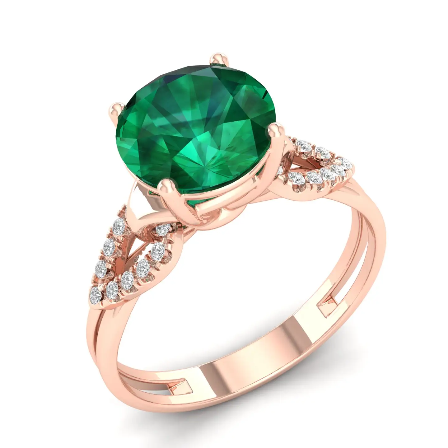 Luxury Elegant Natural Emerald stone White Diamond Ring 14kt Solid Gold for Women Yellow White Rose Gold Fine Jewelry Ring