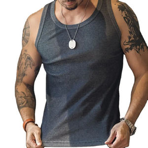 Custom Logo Muscle Fit Plain Gym Tank <b>Tops</b> <b>Loose</b> Sleeveless Workout 100% Cotton <b>Vest</b> Tank <b>Tops</b> for Men - Product Image 1