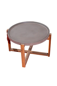 Table basse industrielle en béton avec pieds en bois d'acacia, design moderne, rangement, meuble durable pour salon - Product Image 5