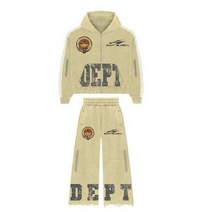 ชุดกีฬาแบบยูนิเซ็กซ์ เสื้อคอกลมผ้าเนื้อปานกลางพร้อมกางเกงจ็อกเกอร์ ชุดออกกำลังกายกลางแจ้งแบบมีซิป สไตล์ลำลอง ผ้าฝ้าย 100% ทรงทันสมัย - Product Image 3