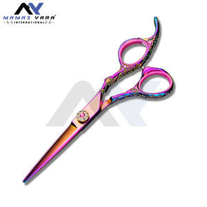 Ciseaux de barbier professionnels en acier inoxydable avec manche droit, ciseaux de salon tranchants pour la coupe et le coiffage des cheveux, type beauté - Product Image 2