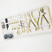 Kit d'outils d'extension de cheveux en acier inoxydable couleur or Plasma, pince à cheveux avec rasoir, boucle, ciseaux, Clips, perles, vente en gros