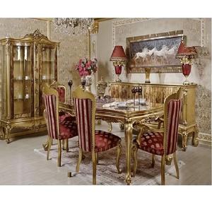 Juego de Comedor de Estilo Italiano con Aspecto Antiguo para 6 Personas, Muebles de Comedor Clásicos de Nogal, Juego de Comedor Europeo de Nogal, Fábrica en EE. UU. - Product Image 1