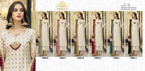 Precioso de talla grande Fox Georgette secuencia bordada trabajo 4 lados encaje boda desgaste Salwar Maruti moda MF423 - Product Image 6