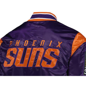 Men's Satin Winter Stand Collar <b>Varsity</b> <b>Jacket</b> <b>Purple</b> Single Button College Style Vintage - Product Image 5