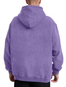 เสื้อฮู้ดแบบสวมหัวสำหรับผู้ชายผ้าโพลีเอสเตอร์/ ผ้าฝ้ายสีพื้นซักด้วยกรดสำหรับฤดูหนาว - Product Image 4