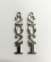 Breloques Métalliques Personnalisées Année Numérotée, Pendentifs en Alliage de Zinc Plaqué Argent Poli, Bijoux de Remise de Diplôme, Porte-clés, Artisanat DIY Moderne