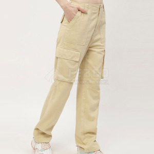 Pantalon cargo taille haute décontracté pour femme, 100 % coton, grande taille, respirant, écologique, pour l'extérieur - Product Image 2