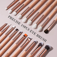 Fabricant de produits de beauté OEM, ensemble de 28 pinceaux de maquillage en poils naturels de haute qualité, rose, pinceaux à paupières, avec support