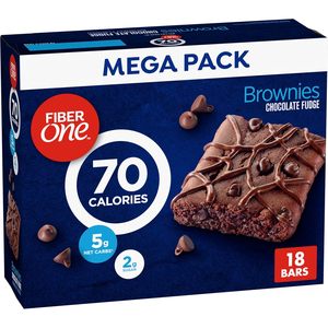 Fiber One 70 Calorie Brownies, Chocolate Fudge <b>Snack</b> <b>Bars</b>, Mega Pack, 18 Ct, 16 oz - Product Image 5
