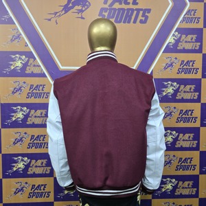 Veste de luxe personnalisée blanc bourgogne pour hommes manches en cuir Letterman Varsity Jacket pour hommes - Product Image 4