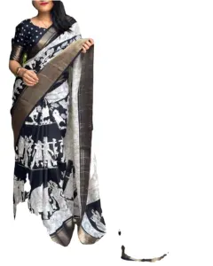 A perfect soft cotton saree to wear in black and white combination Fabric- maslin cotton saree with running blouse