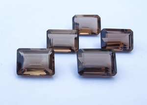 100% Natural Grado superior Cuarzo ahumado Forma rectangular Corte facetado Parte posterior plana Calibrado Alta calidad Venta al por mayor Piedras preciosas a granel OEM - Product Image 6