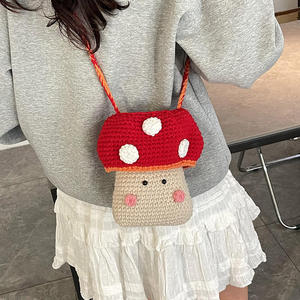 Bolso de hombro de algodón tejido a crochet con diseño de hongo para mujer, nuevo, personalizado, hecho a mano, portátil, estilo occidental, transfronterizo - Product Image 1