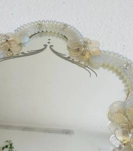 Miroir en verre de Murano de couleur opalescente vénitienne vintage, fait à la main - Product Image 2