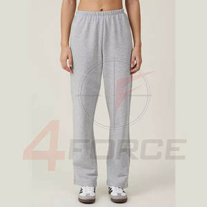 Pantalon de jogging en molleton de coton unisexe pantalon de survêtement jambe large taille haute cordon de serrage logo personnalisé hiver pantalon droit dentelle plat pour hommes - Product Image 5