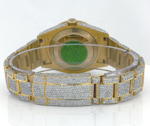 Reloj mecánico clásico de Hip Hop de oro amarillo 2024 totalmente helado Vvs movimiento automático de diamantes cultivados en laboratorio relojes CVD de esfera redonda - Product Image 3