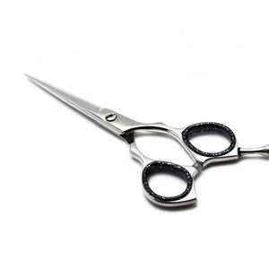 Fancy Handle Barber Hair Cutting Scissors Dall Finish Stainless Steel Hair Scissors With Finger Rest and Fancy Rubber Ring - Product Image 1