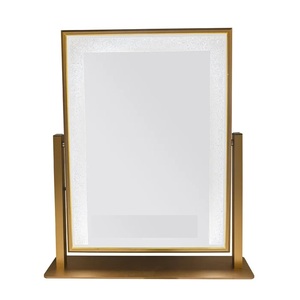 กระจกทรงสี่เหลี่ยมผืนผ้าชุบทองกระจกโลหะแบบใหม่สำหรับห้องแต่งหน้า - Product Image 1