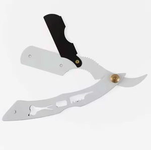 Rasoir manuel professionnel en acier inoxydable rasoir de sécurité à bord droit conception pliable jetable pour les soins personnels coupe-barbier - Product Image 6