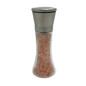 Tall Glass and Steel 200g <b>Coarse</b> Pink Himalayan <b>Salt</b> Grinder Herb & Spice Tool for Food Use Made in Pakistan - Product Image 1